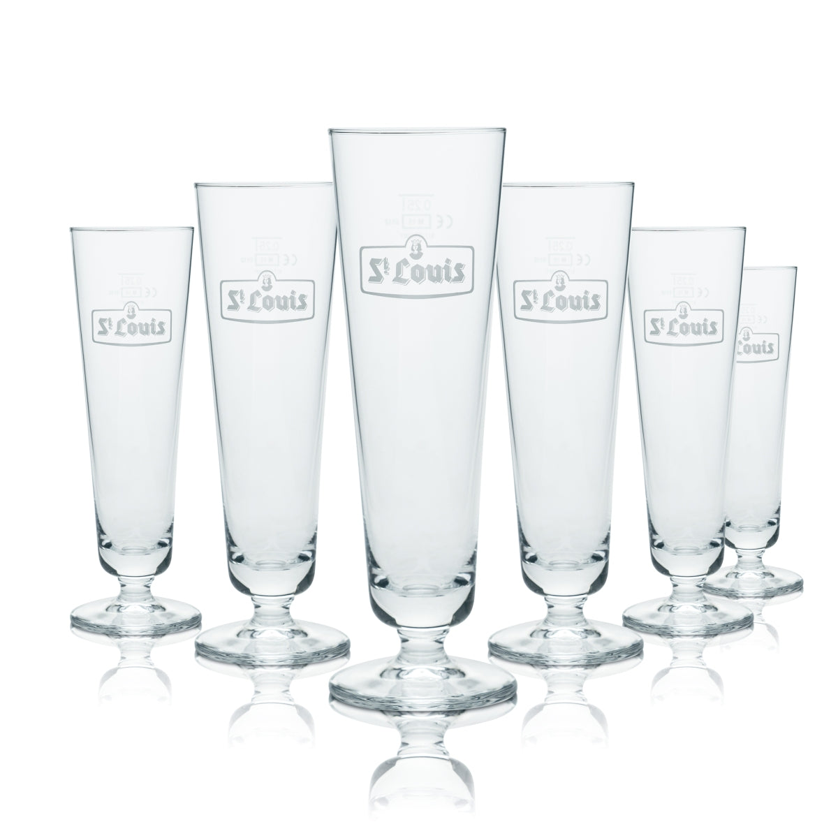 6 verres à bière St. Louis 0,25 l, verres à bière Kriek, bière à la cerise, brasserie belge