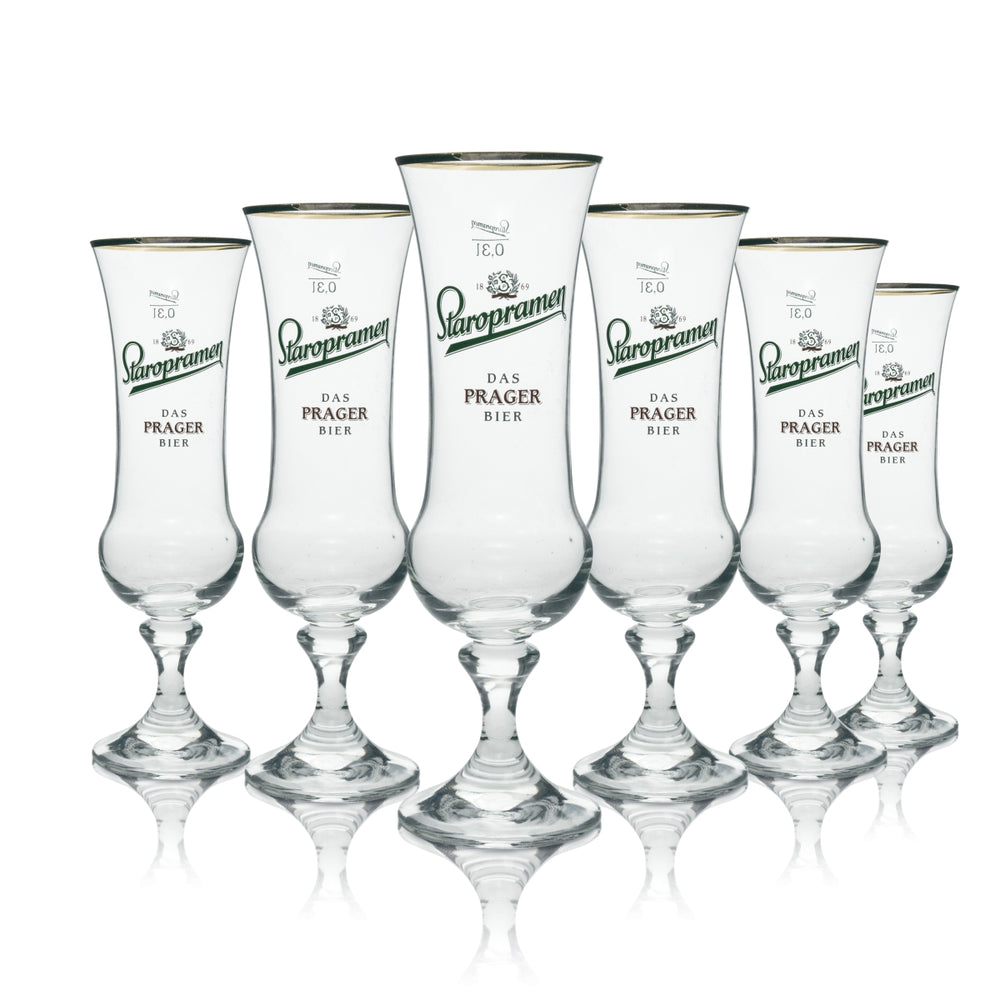 6x verre à bière Staropramen « La bière de Prague » 0,3 l, bord doré
