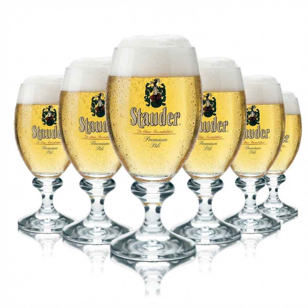 6 verres à bière Stauder 0,3 l, forme tulipe, brasserie Rastal