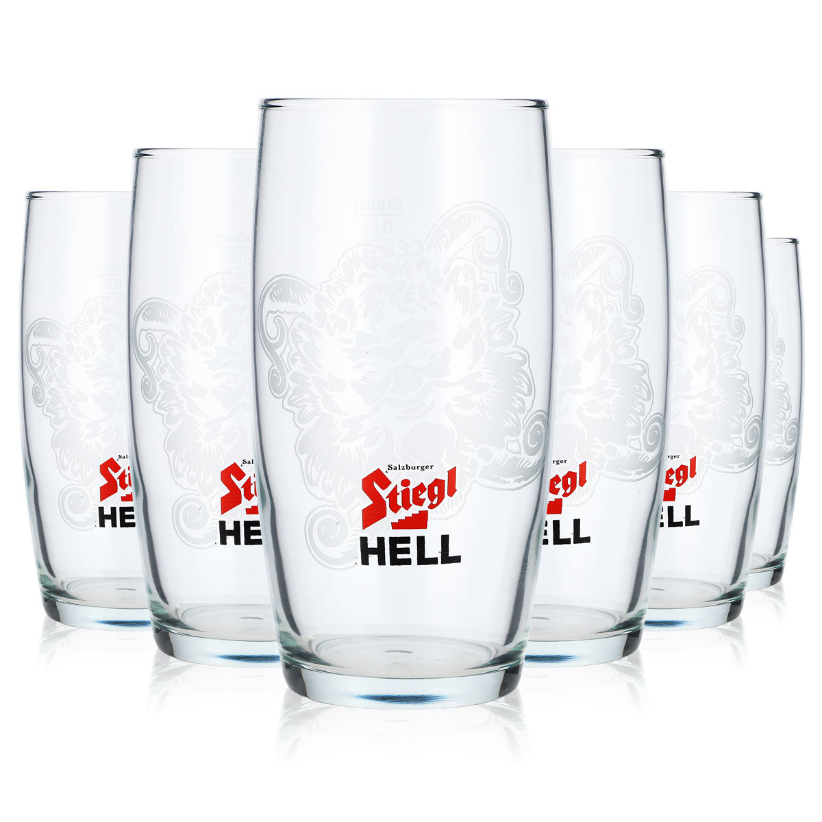 6 verres à bière Stiegl de 0,5 l, modèle « Tumbler », verre clair, logo blanc, verre à whisky Sahm (lot de 6)