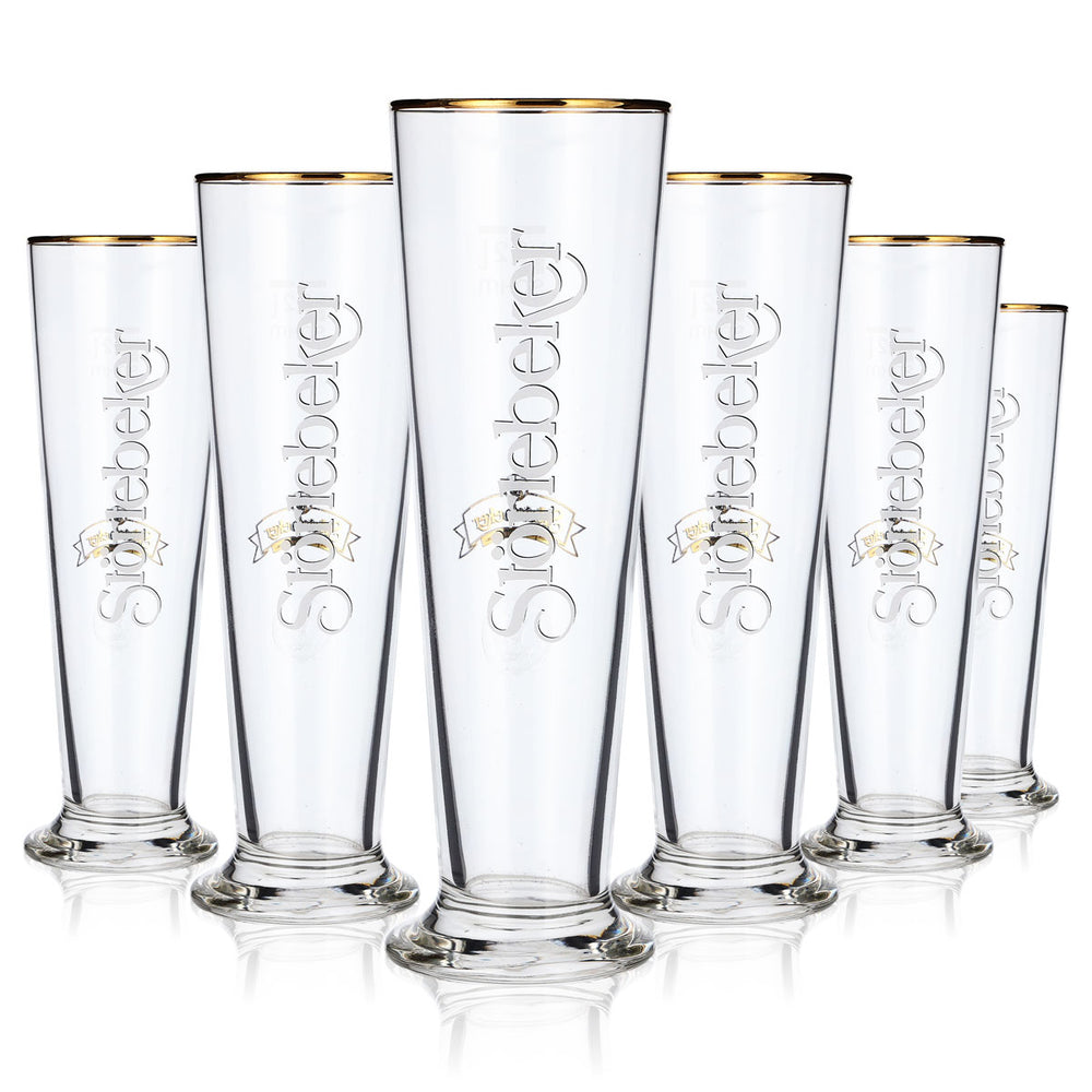 6 verres à bière Störtebeker 0,2 l, logo simple avec bord doré