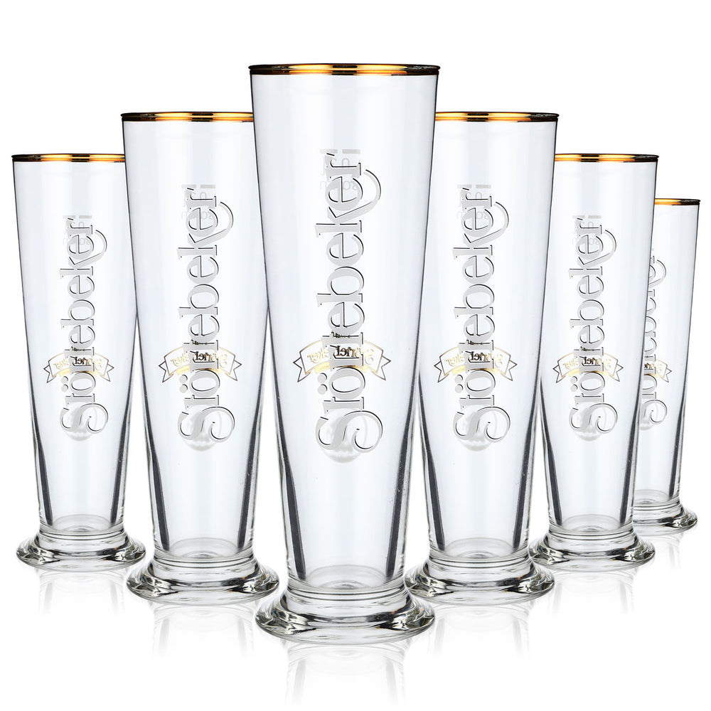 6 verres à bière Störtebeker, design droit, bord doré en relief, 0,3 l, 26 cl/8,75 oz