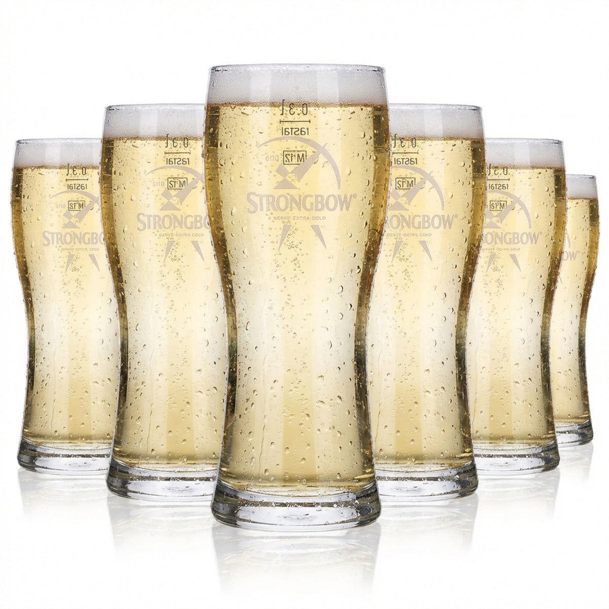 6x Strongbow Cider Verre 0,3 l Tasse Logo blanc rastal Bavaria