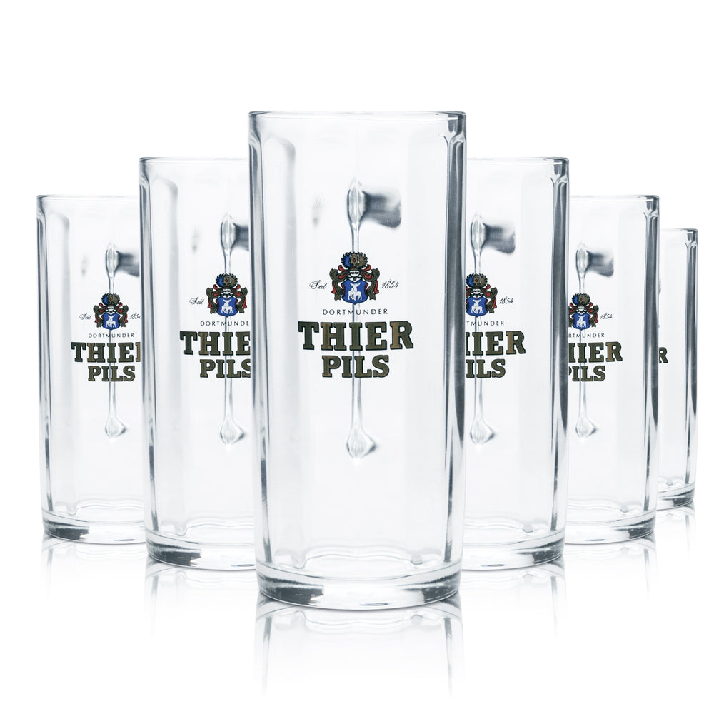 6 verres à bière Thier 0,4 l, chopes, verres à bière Seidel, verres gastronomiques, brasserie Pils Dortmund