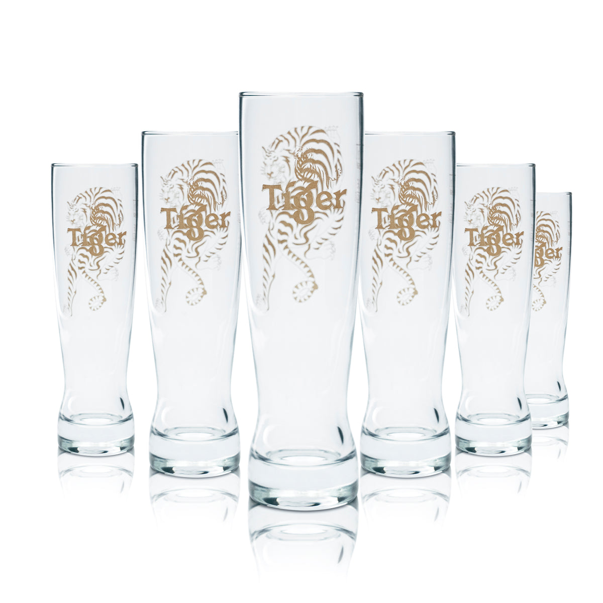 6 verres à bière Tiger 0,3 l, forme tulipe, calibrés, pour la restauration, bière, Singapour, Asie – Vue 5