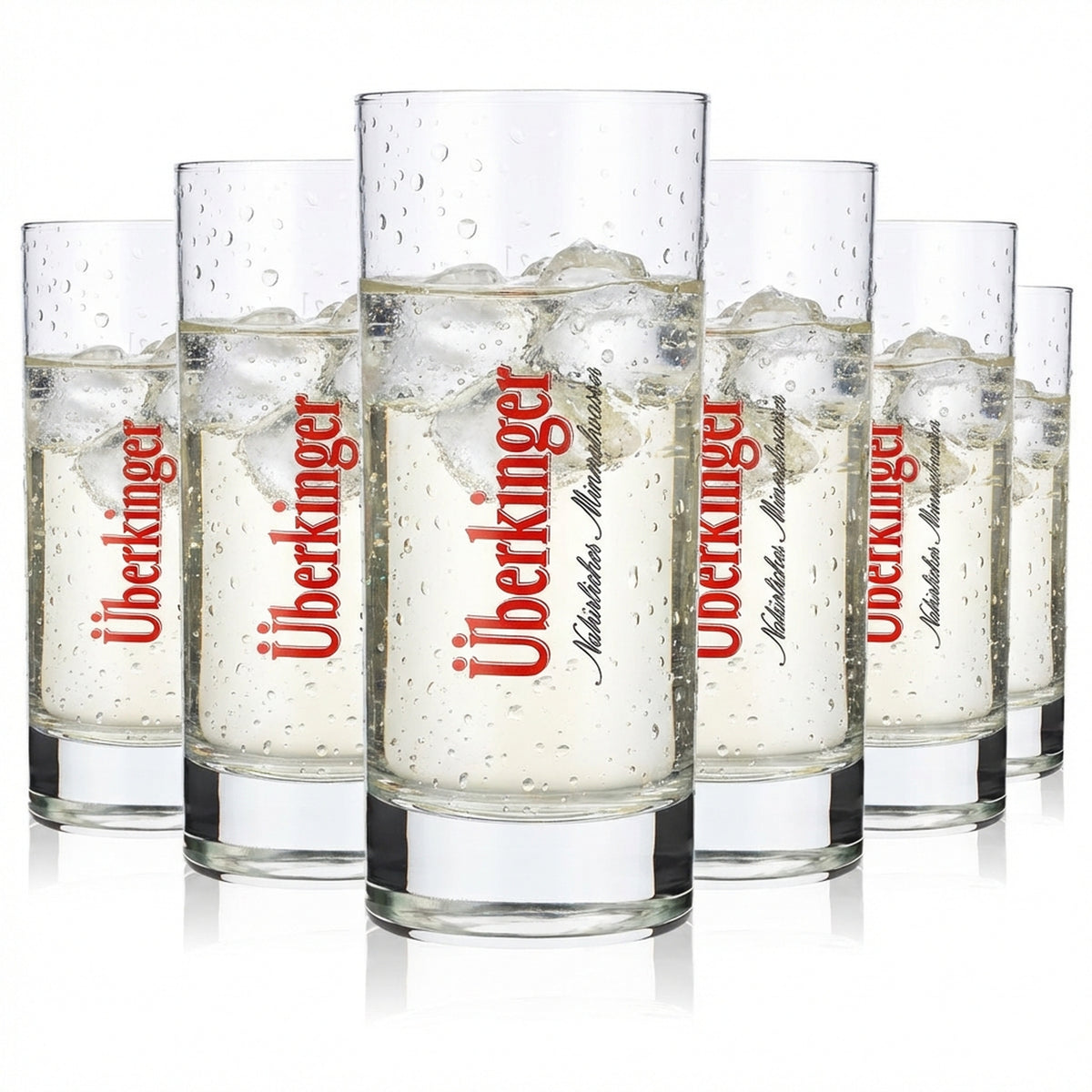 6x Verres à eau Überkinger 0,2 l Verres à eau Verres à pied Logo rouge Rastal