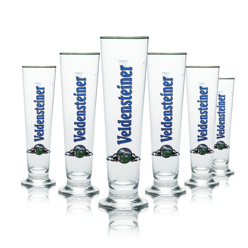 6 verres Veldensteiner 0,3 l, forme tulipe, bord argenté, brasserie Gastro