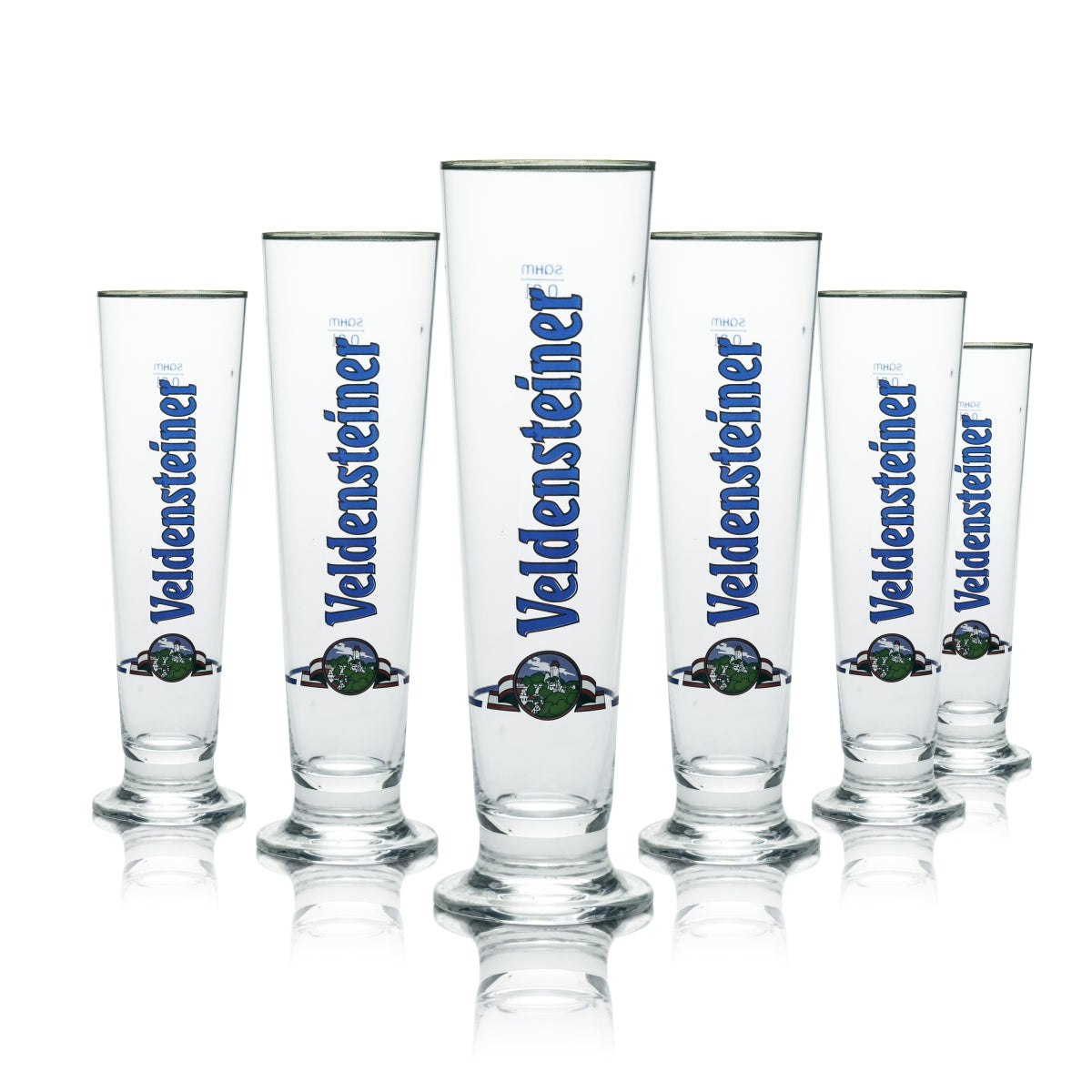 6 verres Veldensteiner 0,3 l, forme tulipe, bord argenté, brasserie Gastro