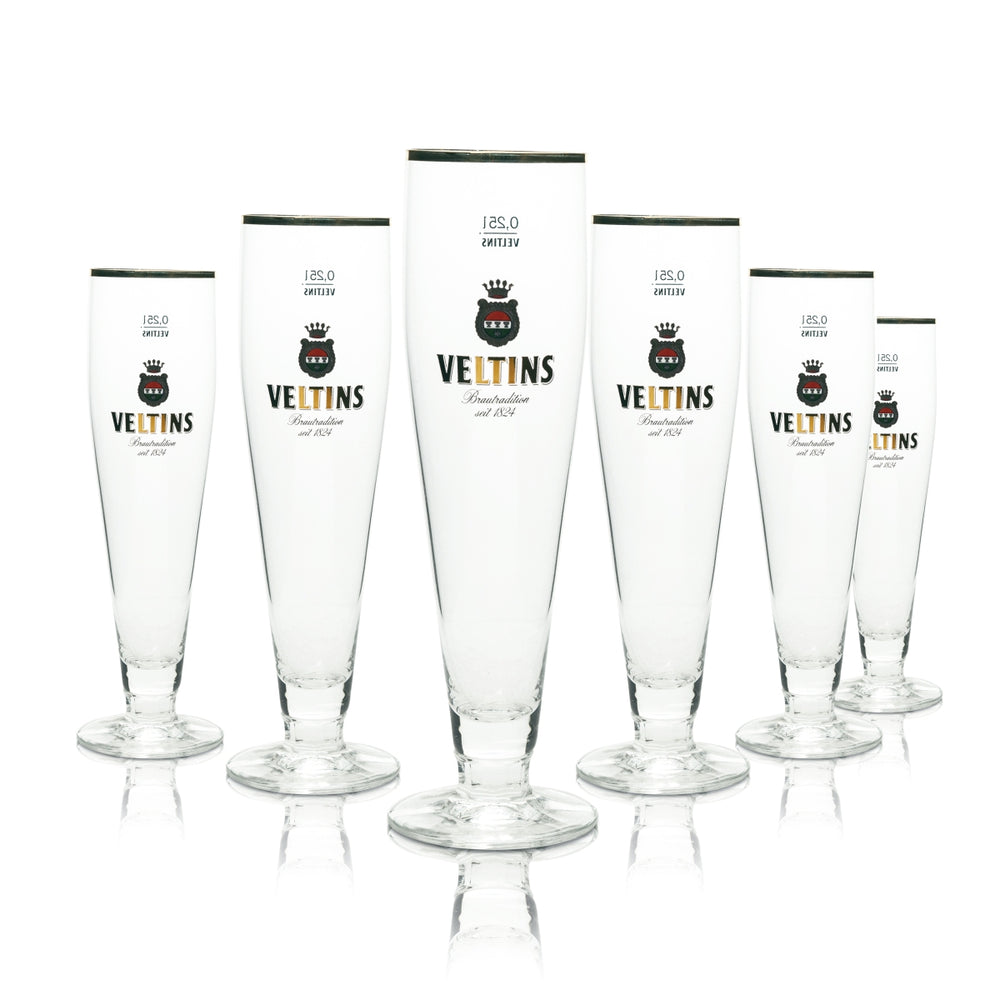 6 verres à bière Veltins 0,25 l tulipe bord doré Ritzenhoff Pokal verres Pils brasserie