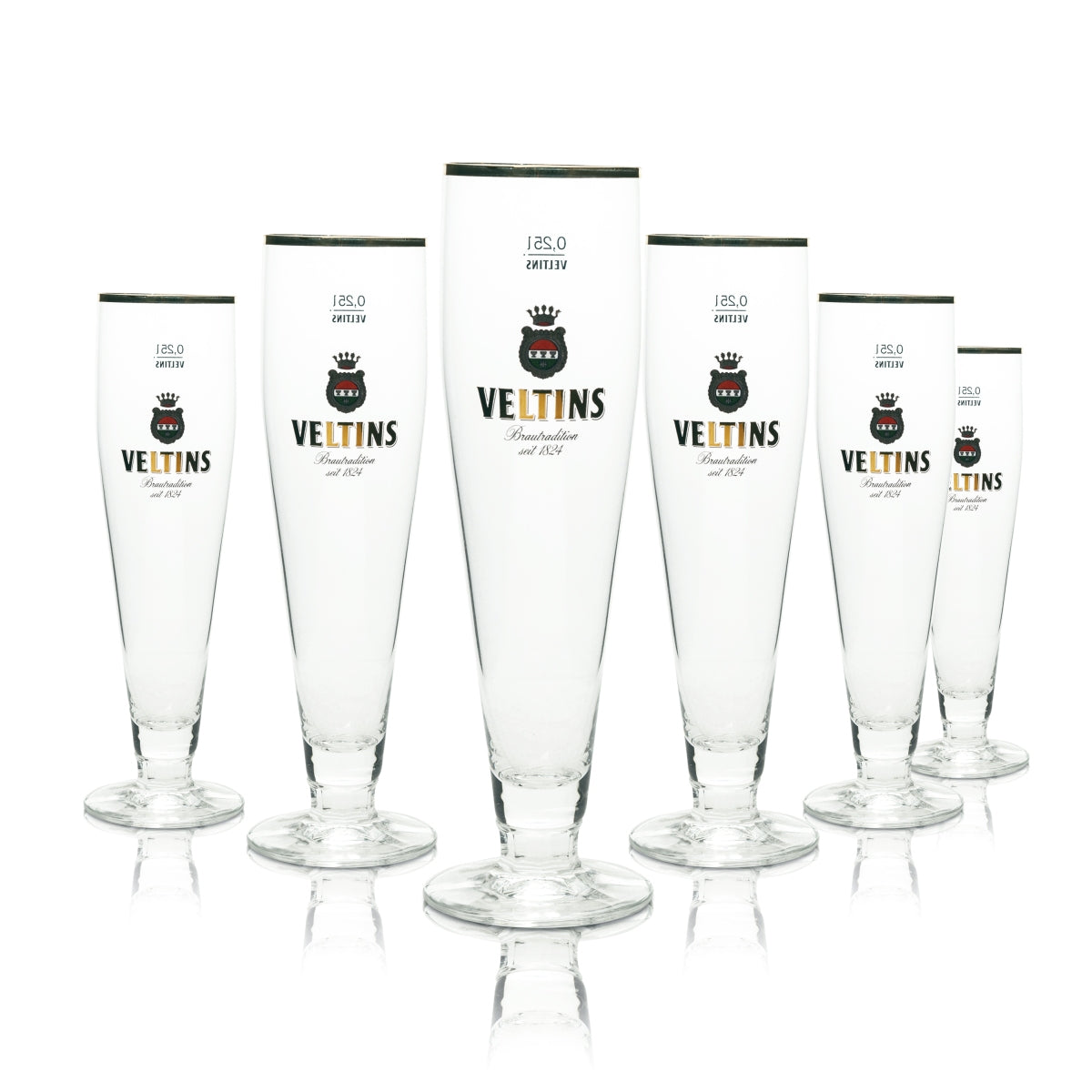 6 verres à bière Veltins 0,25 l tulipe bord doré Ritzenhoff Pokal verres Pils brasserie