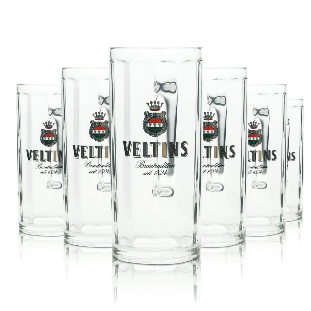 6 verres à bière Veltins 0,4 l, chope Moldau Sahm Seidel avec anse, verres à bière Pils Export Beer