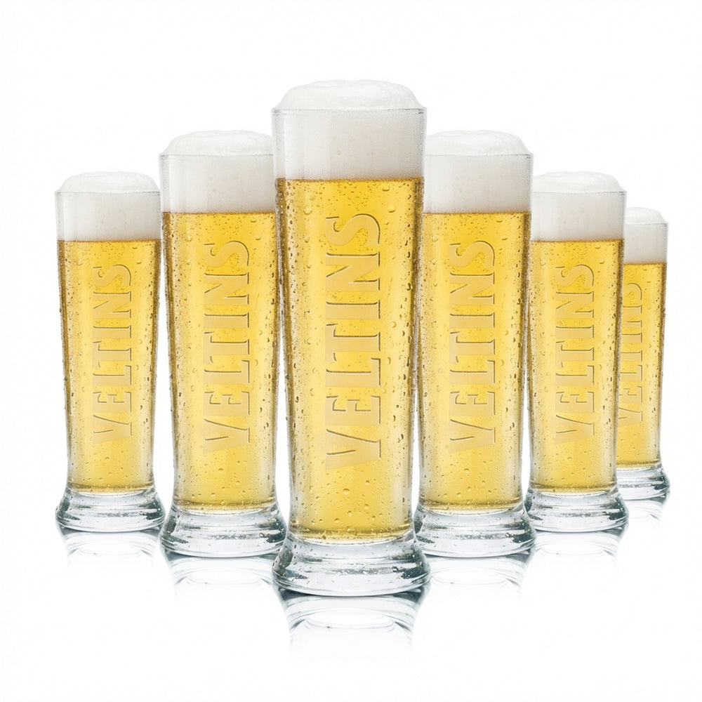 6 verres à bière Veltins 0,25 l, forme coupe, chêne, gastronomie, pils, brasserie