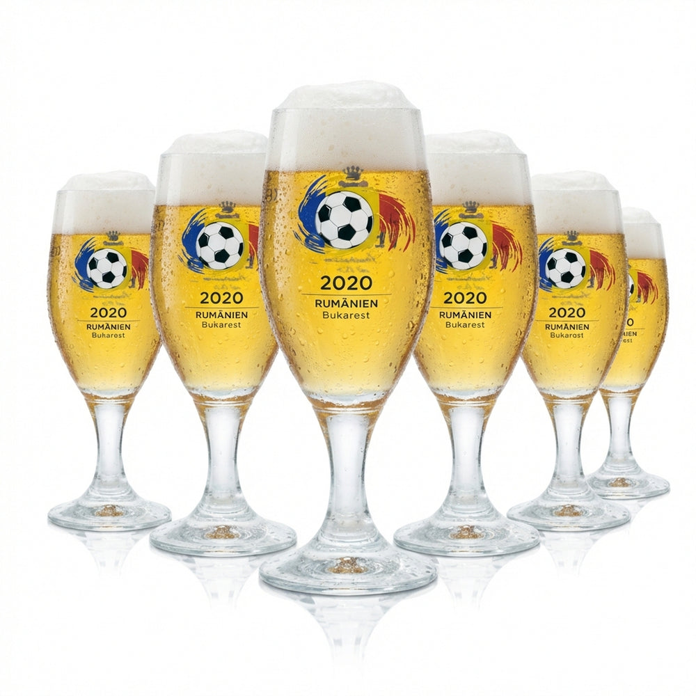6 verres à bière Veltins 0,2 l, forme tulipe, coupe, Euro 2020, Roumanie, football, Euro 24