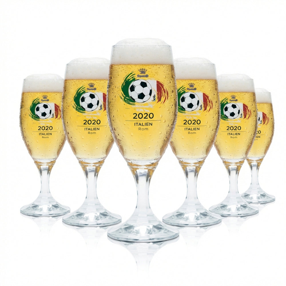 6 verres à bière Veltins 0,2 l, forme tulipe, coupe, Euro 2020, Italie, football, Euro 24