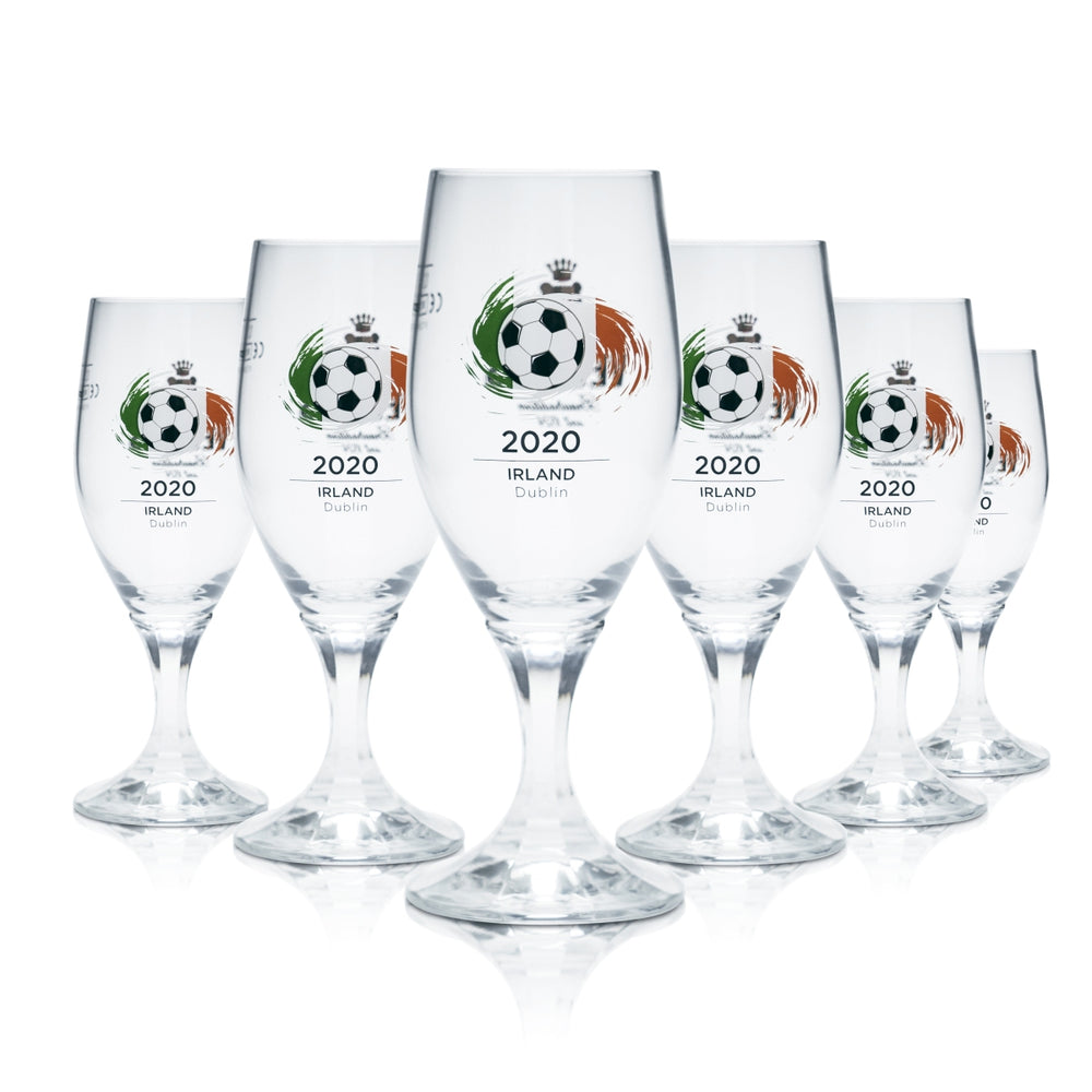 6 verres à bière Veltins 0,2 l, forme tulipe, Coupe d'Europe 2020, Irlande, football, Euro 24