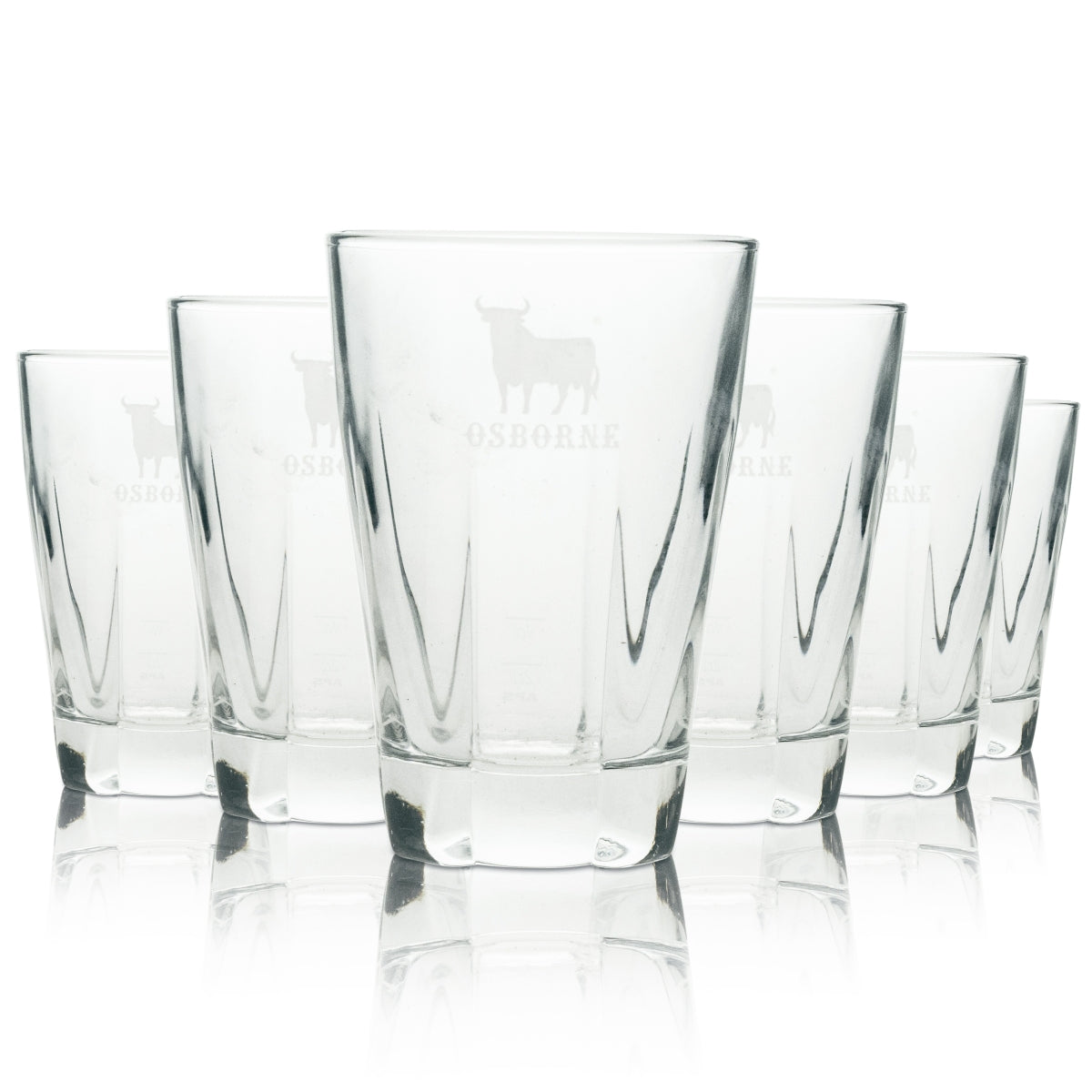 6 verres à brandy Veterano Osborne Longdrink, logo blanc, taureau