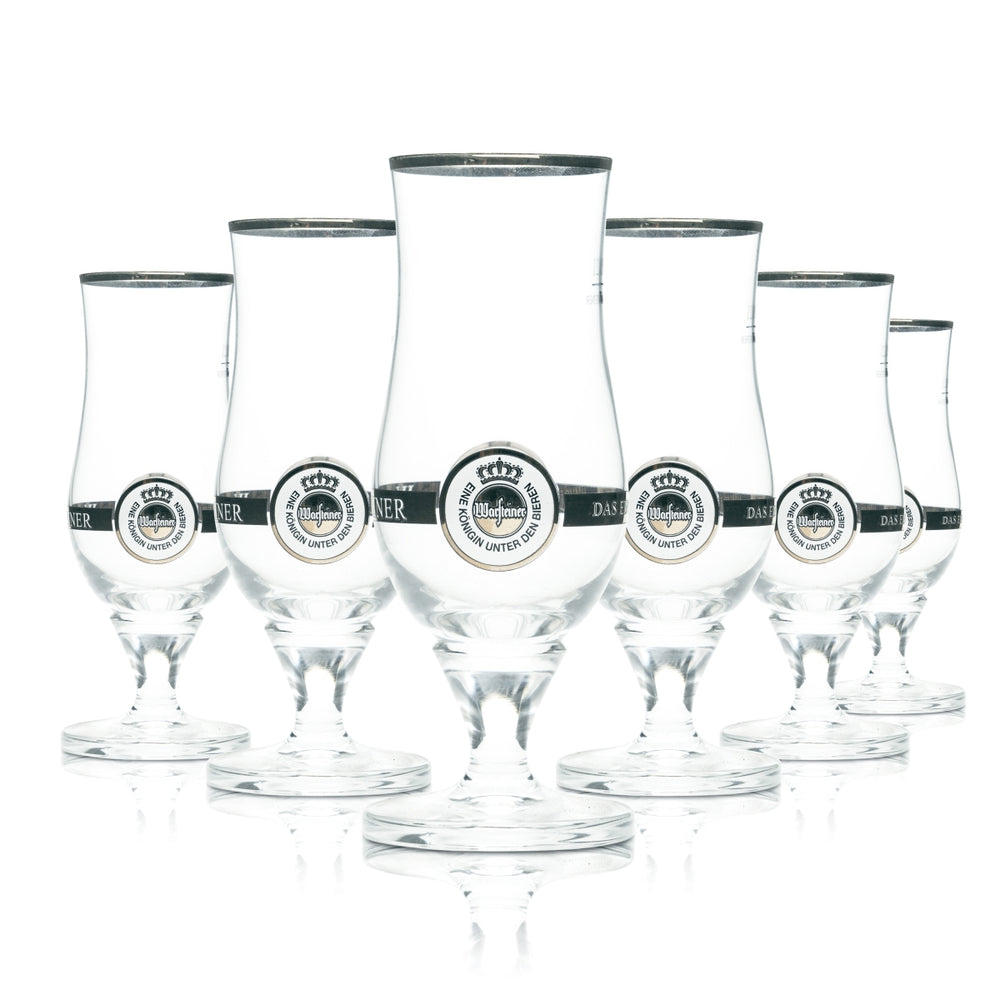 6 verres à bière Warsteiner 0,2 l exclusifs, forme tulipe, bord doré, verres Gastro Pils