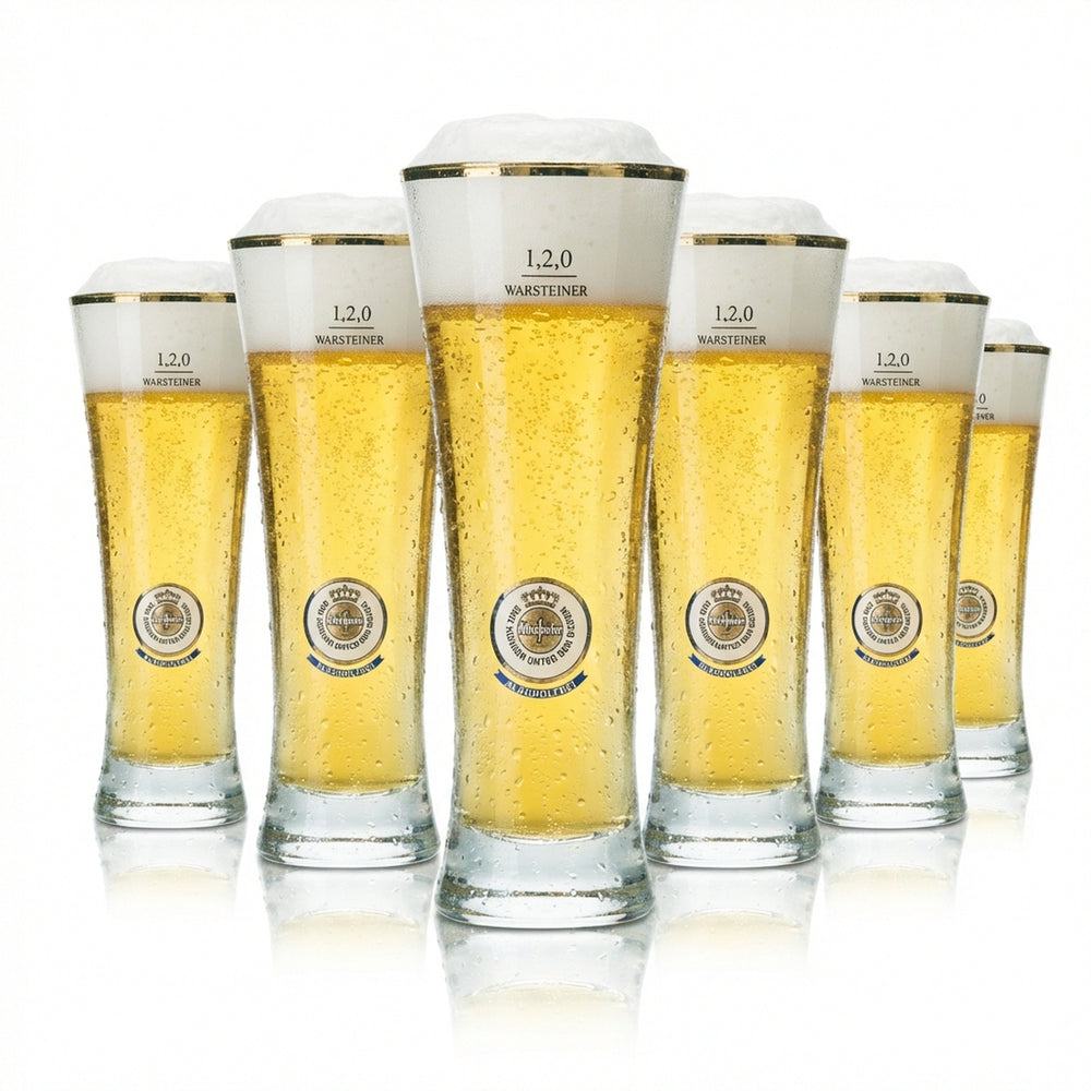 6 verres à bière Warsteiner 0,2 l, forme gobelet, sans alcool, verres de bar, restauration
