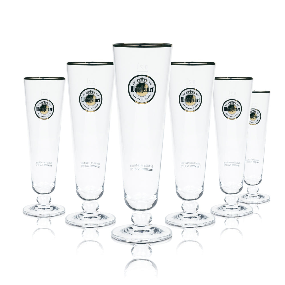 6 verres à bière Warsteiner 0,2 l Tulipe Verres exclusifs Pokal Brasserie Goldrand Beer