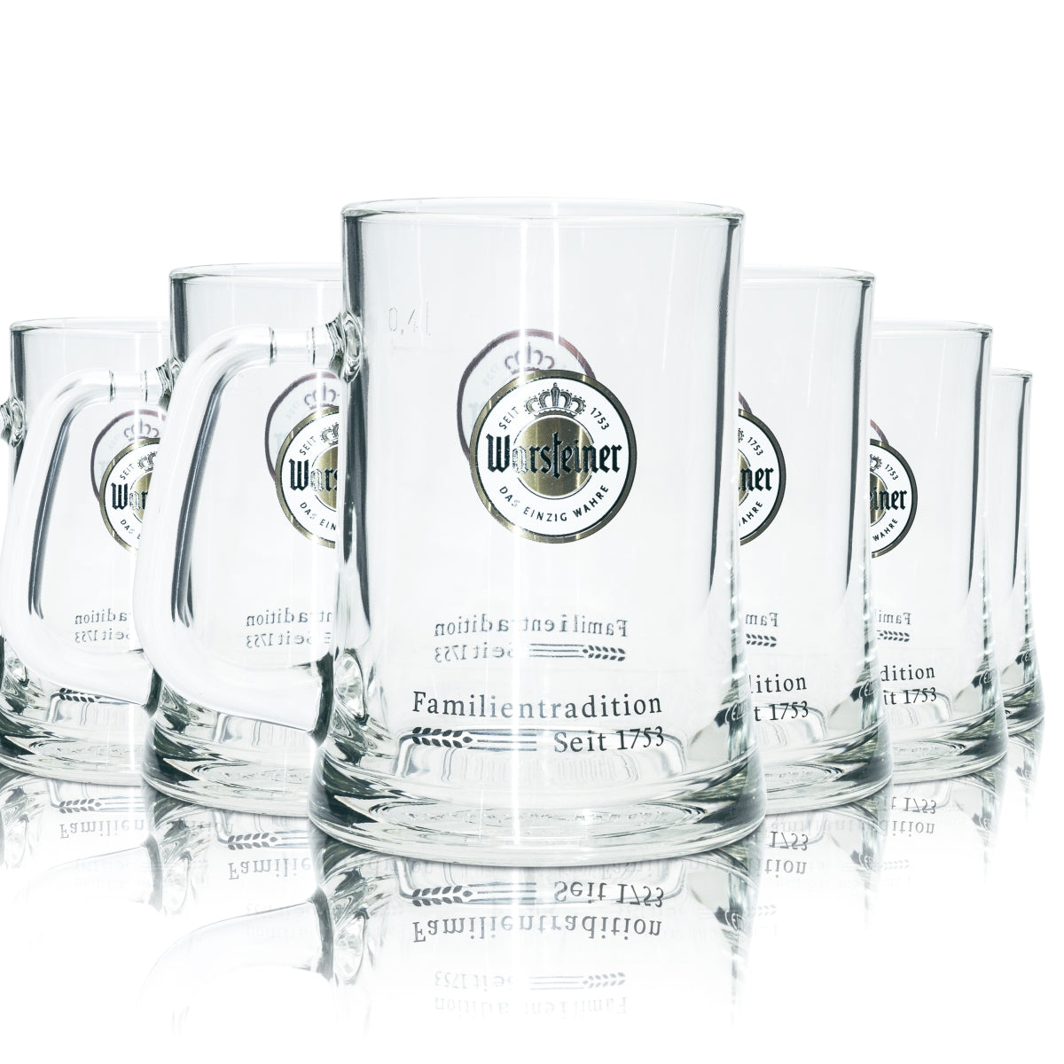 6 verres à bière Warsteiner 0,4 l, verres à pied Seidel, verres à anse, brasserie Beer