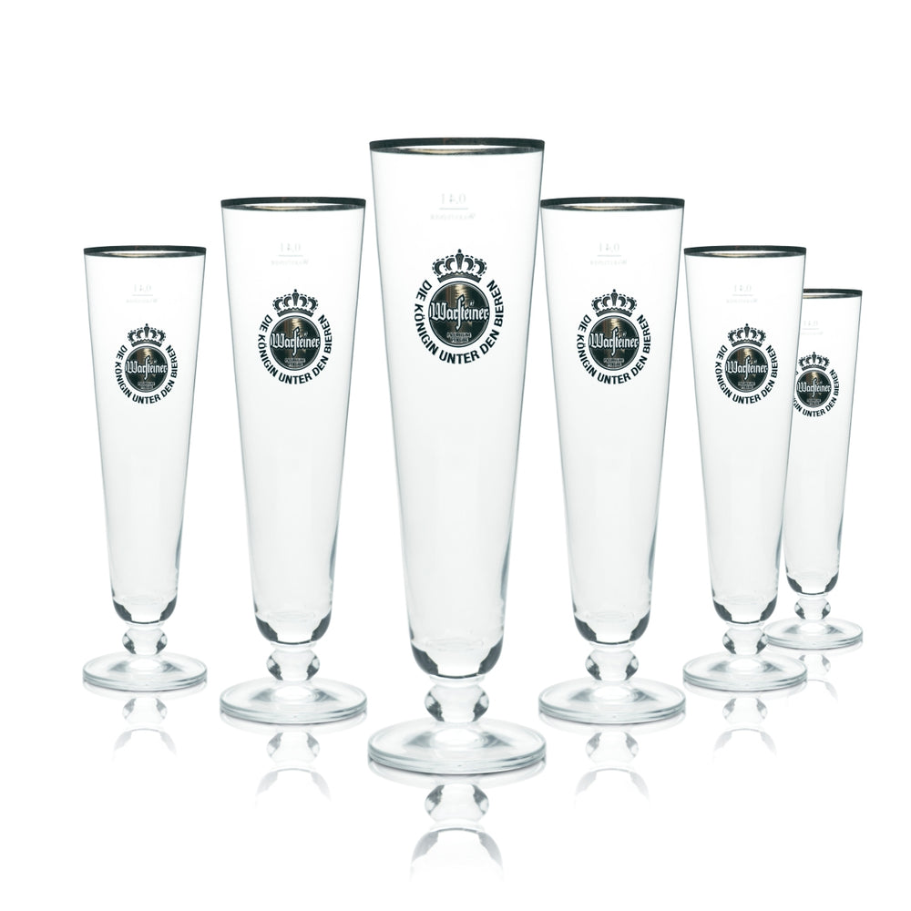 6 verres à bière Warsteiner 0,4 l, forme tulipe, bord doré, verres gastronomiques, bar, pils, bière