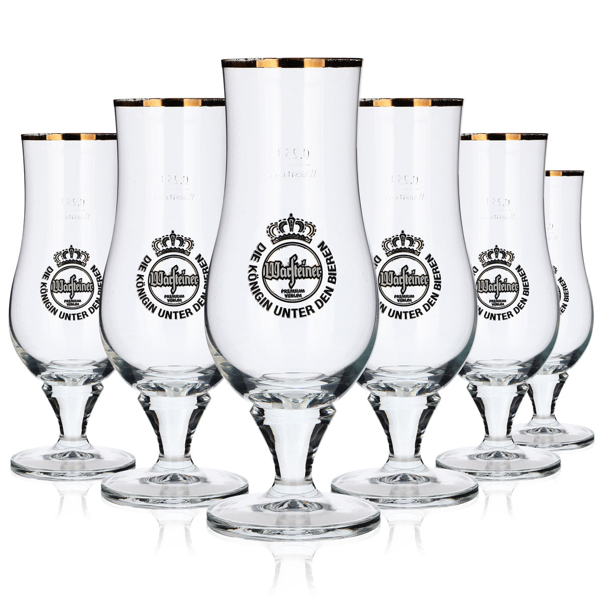 6 verres à bière Warsteiner 0,25 l, forme bombée, bord doré – Vue 5