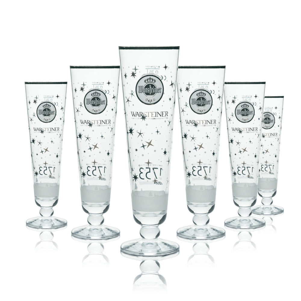 6 verres Warsteiner 0,25 l Tulipe Coupe Verres Édition spéciale hiver 1753 pour collectionneurs