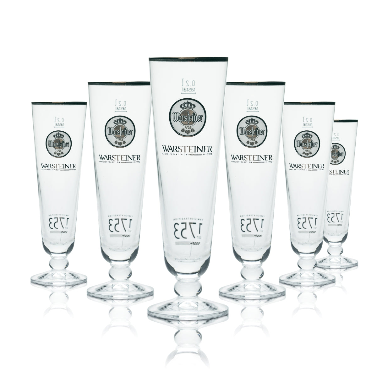 6 verres Warsteiner 0,2 l tulipe bord doré 1753 brasserie gastronomique chêne