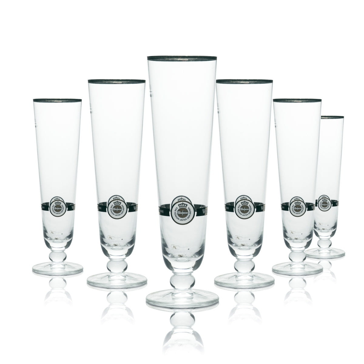 6 verres Warsteiner 0,3 l tulipe Pils avec bord doré, brasserie Gastro Eiche