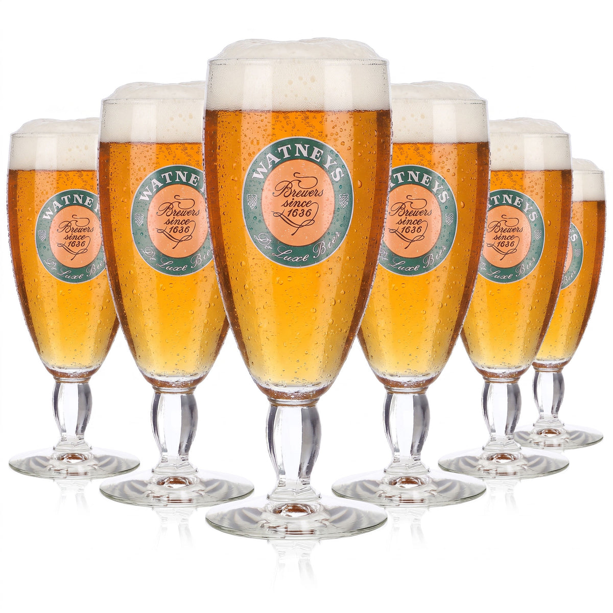 6 verres à bière Watney's, modèle « Cup » 0,3 l, en relief (lot de 6)