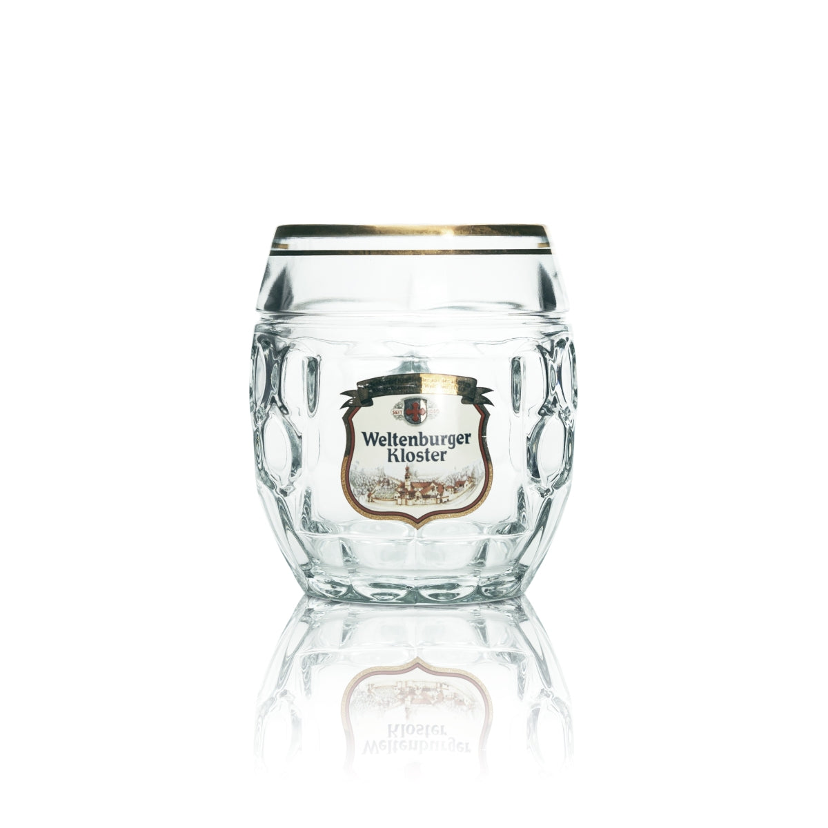 6 verres à bière Weltenburger Kloster 0,3 l, chope à anse, bord doré, chêne – Vue 2