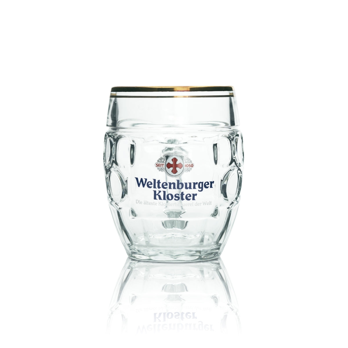 6 verres à bière Weltenburger Kloster 0,4 l, chope à anse, bord doré, chêne – Vue 2