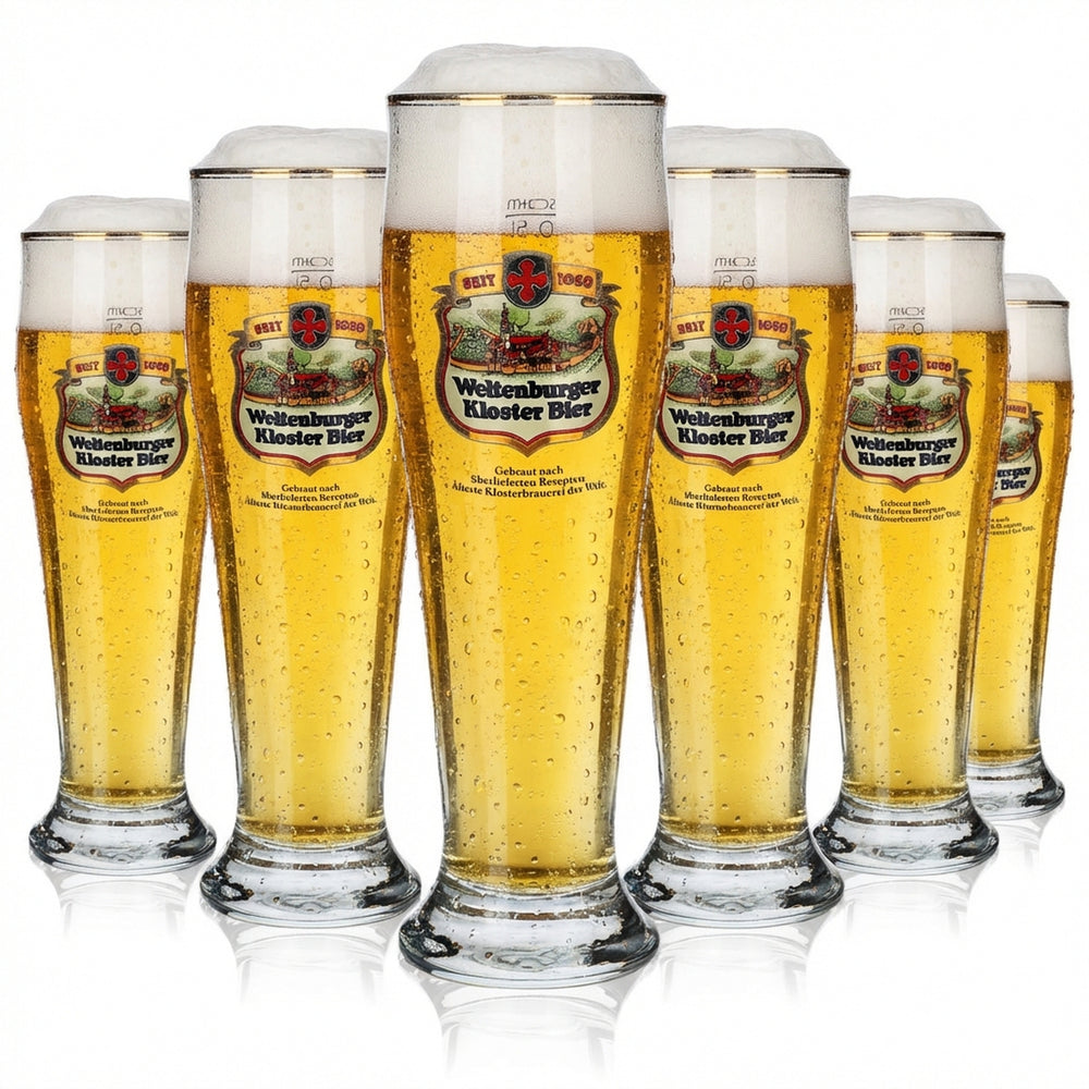 6 verres à bière Weltenburger Kloster 0,5 l, verre à bière blanche, contour Hefeweizen, lot
