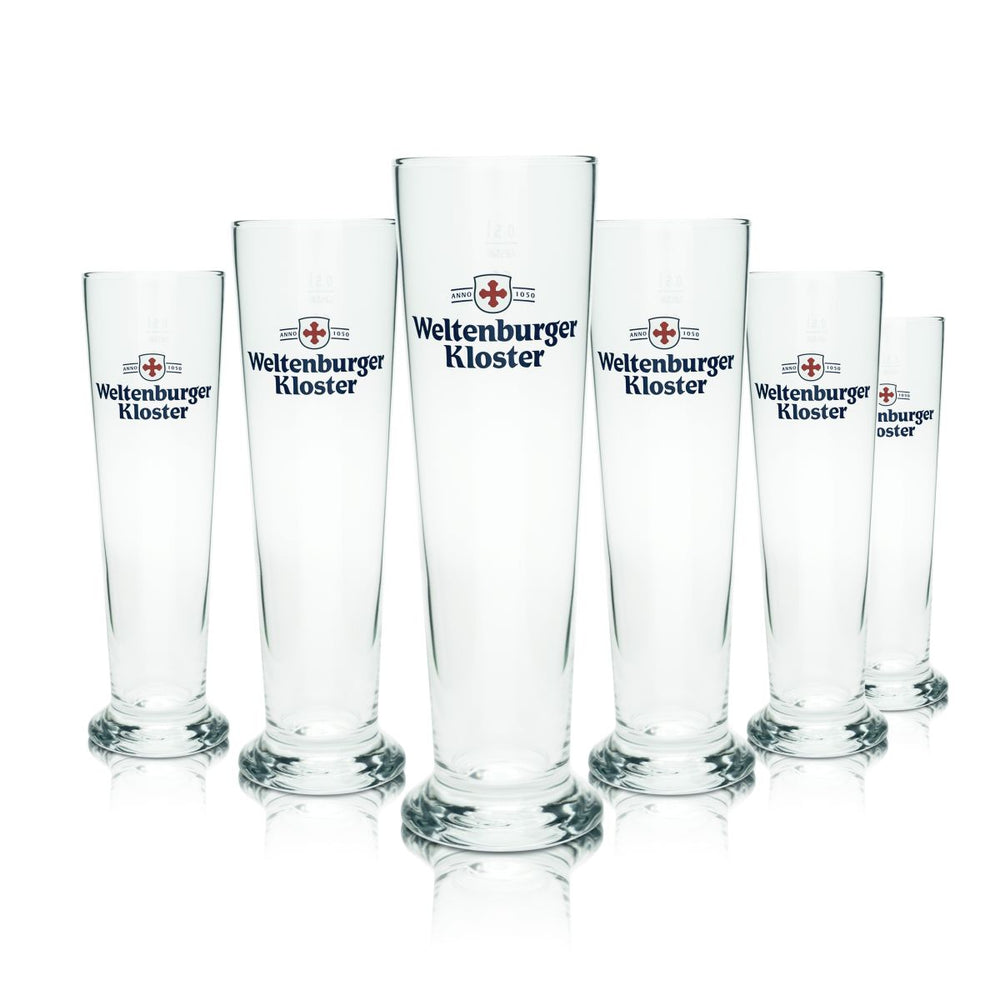6 verres à bière Weltenburger Kloster 0,5 l, verres à pied, set de verres, brasserie, gastronomie, chêne