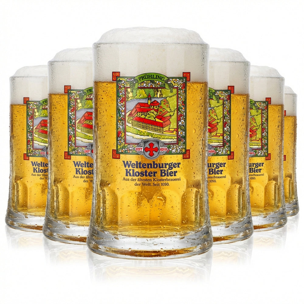6 verres à bière Seidel du monastère de Weltenburg, 0,4 l, chope printemps Sahm Salzburg