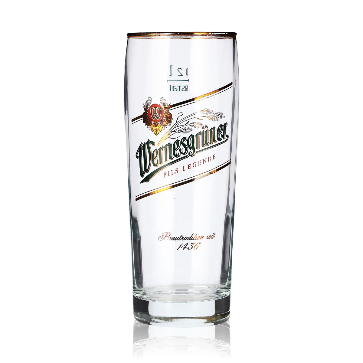 6 verres à bière Wernesgrüner de 0,2 l, à bord doré, modèle Rastal – Vue 2