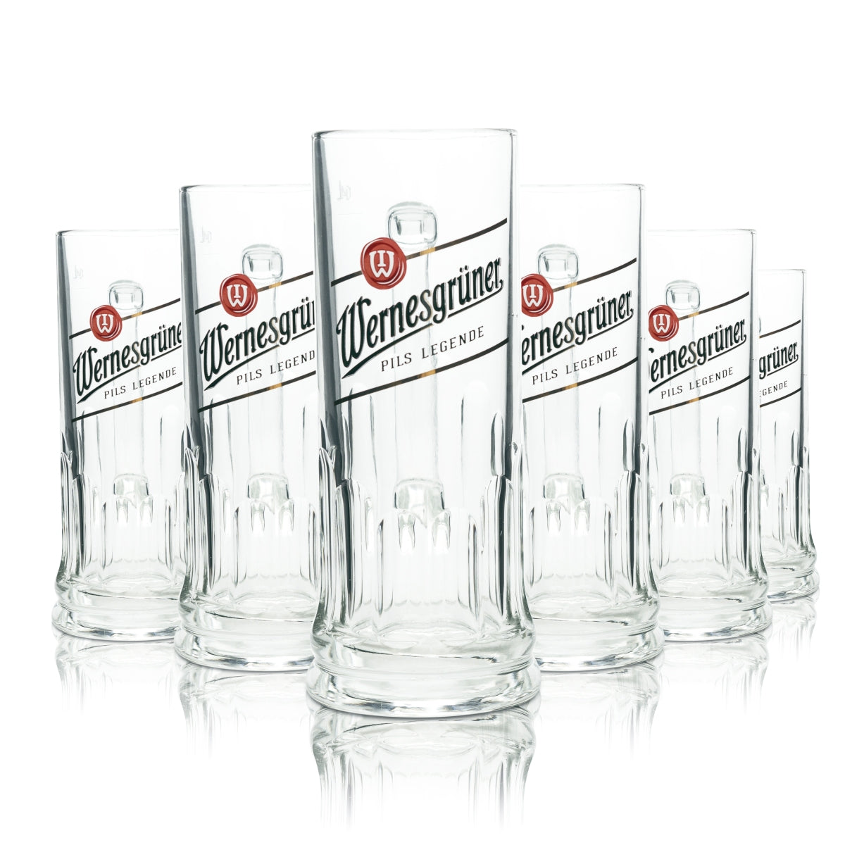 6 verres à bière Wernesgrüner 0,4 l, légende Pils, chopes Tankards, verres Rastal