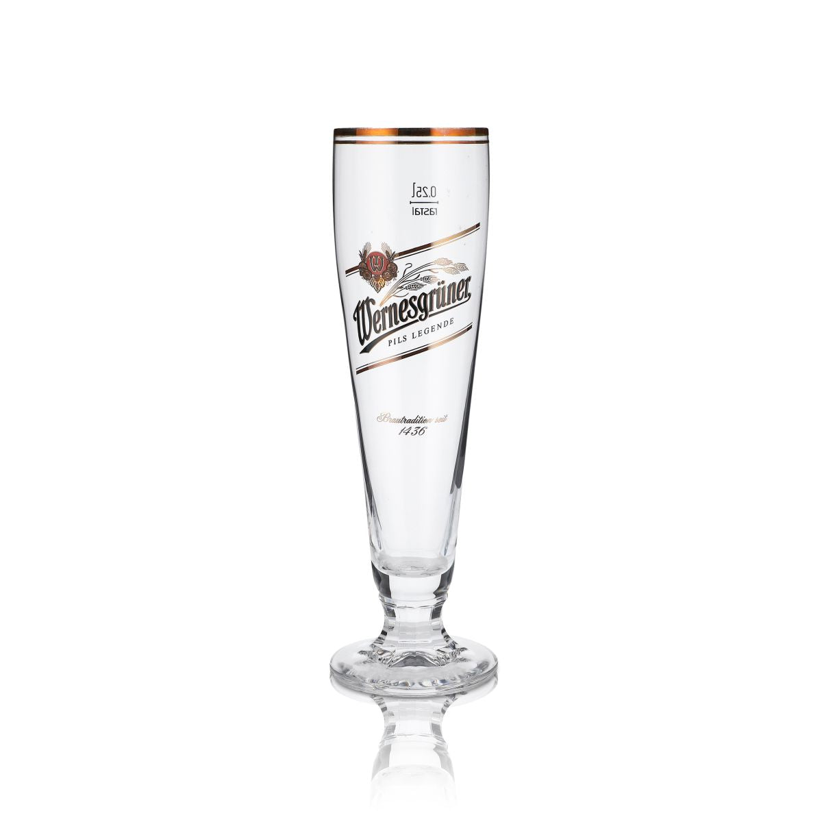 6 verres Wernesgrüner 0,25 l Verres à pied Tulipe à bière Bord doré Set de verres Brasserie – Vue 2