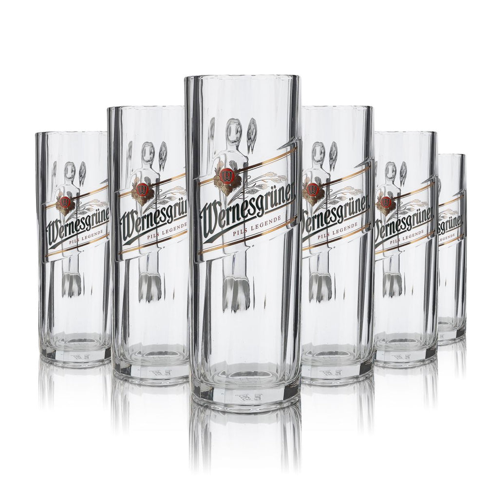 6x Wernesgrüner verre 0,4l chope de bière verre à anse Pilsener Seidel set de verres