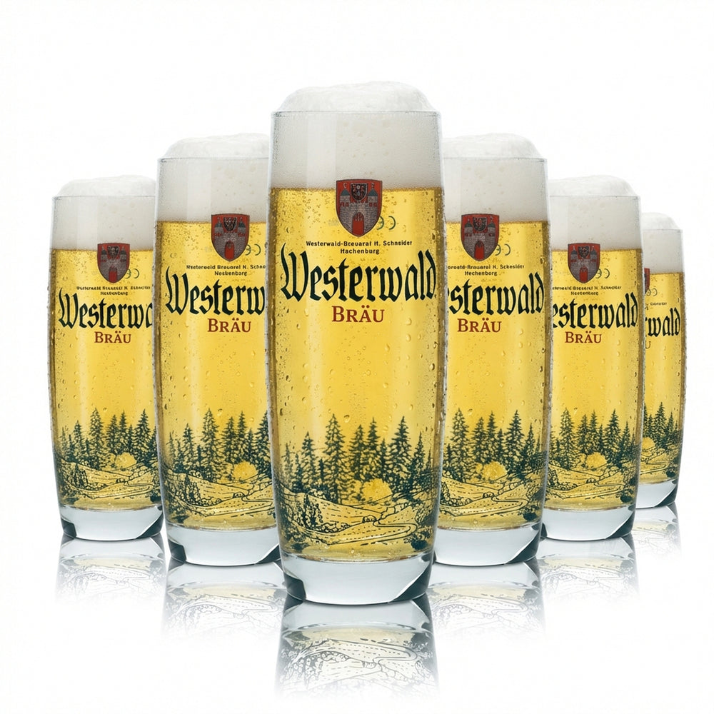 6 verres à bière Westerwald Bräu 0,3 l, gobelets, verres à pied, verres à pied, brasserie, bar gastronomique