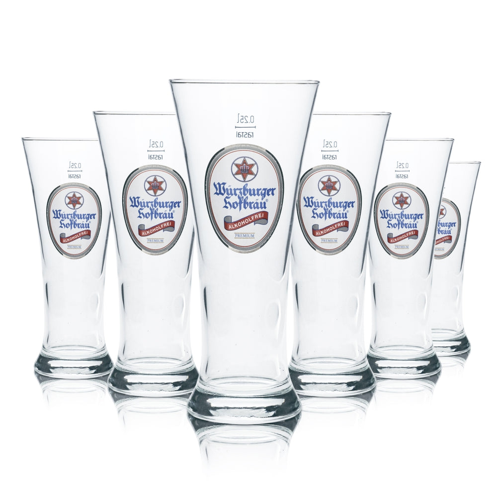 6 verres à bière Würzburger Hofbräu 0,25 l, verres à pied, sans alcool, pour la restauration