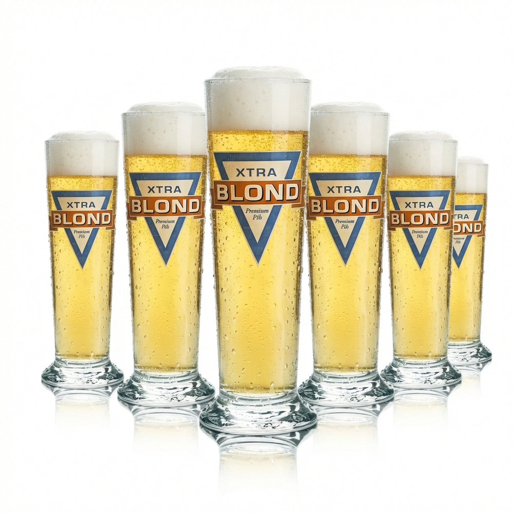 6 verres à bière Xtra Blond 0,25 l, verres à bière, verres tulipes, verres à bière Pils, verres à bière Bar