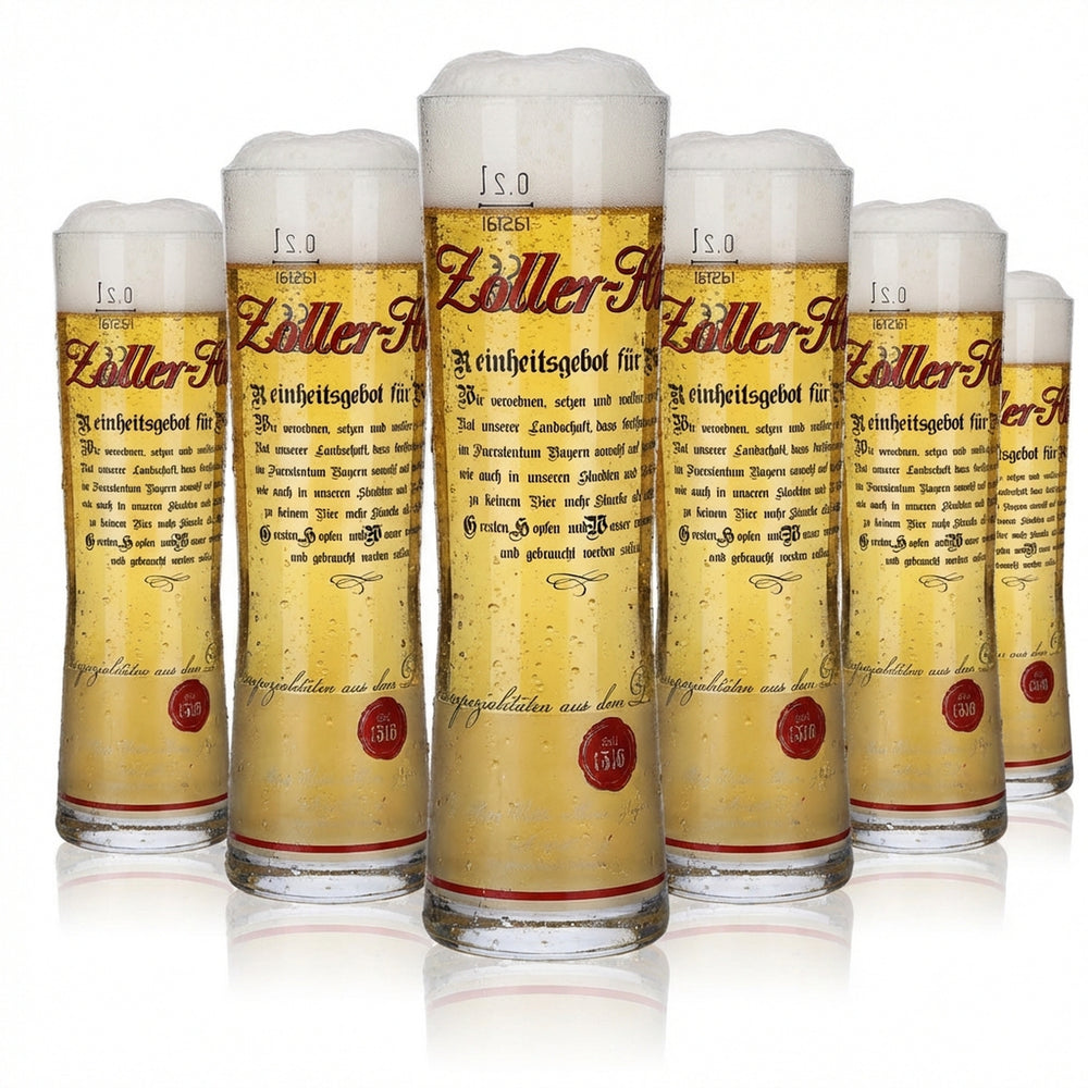 6x Zoller Hof Verre 0,2 l Chope à bière Stange Reinheitsgebot Set de verres Brasserie