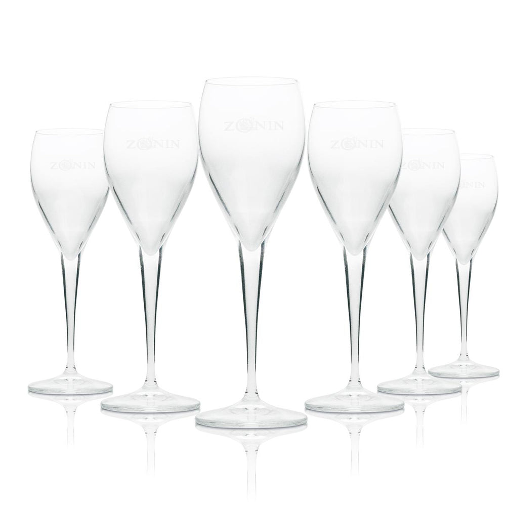 6 flûtes à prosecco Zonin avec logo, 100 ml