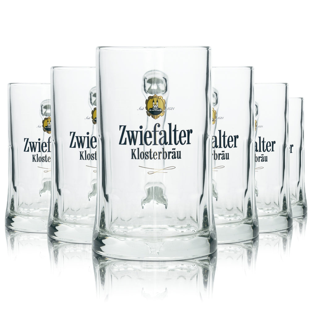 6 verres à bière Zwiefalter Klosterbräu 0,5 litre, chope Sahm Seidel avec anse