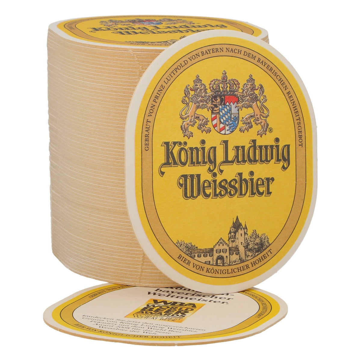 70 sous-verres « Roi Louis » de forme ovale – WBA World Beer Awards – pour collectionneurs