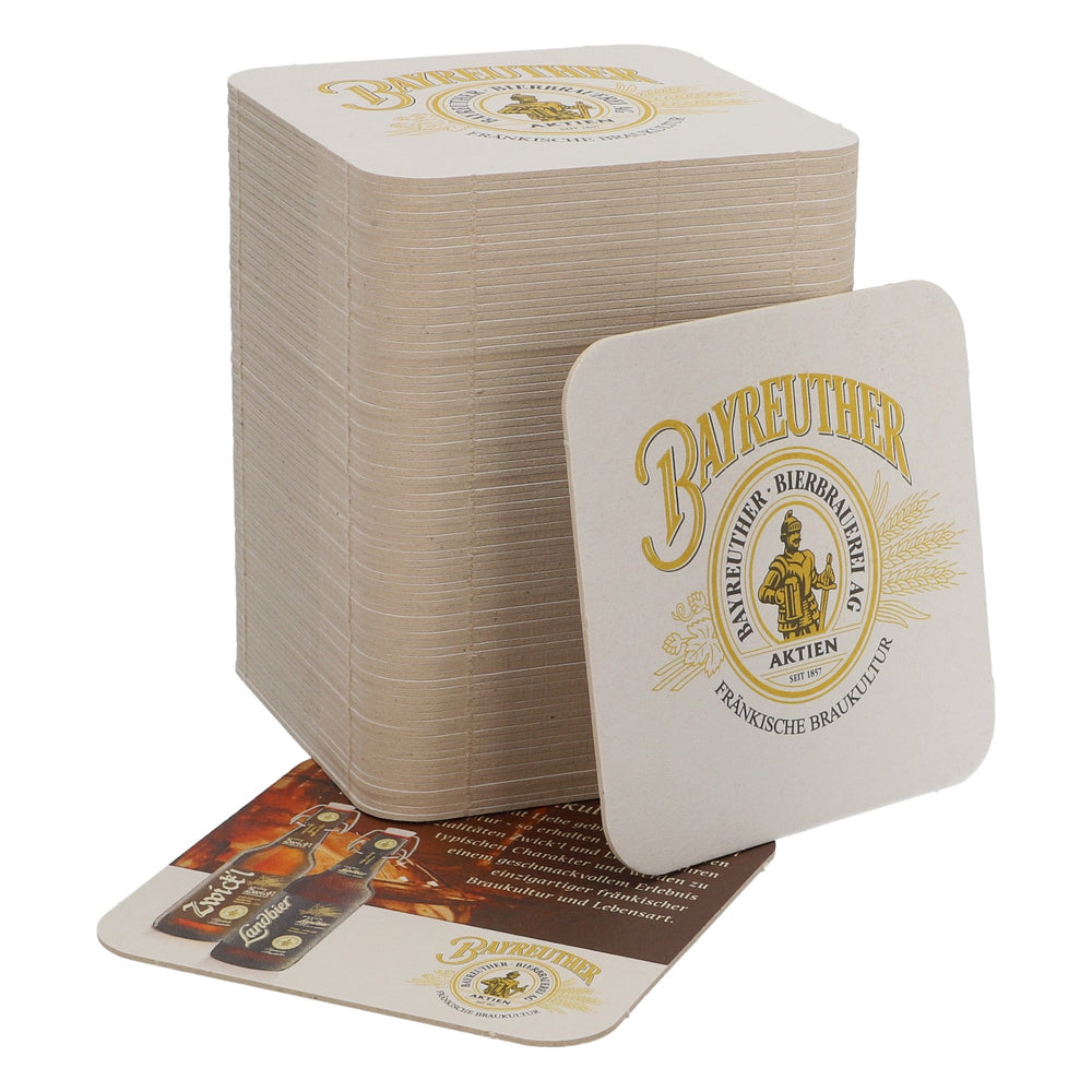 80x sous-verres en carton Bayreuther Bier « Fränkische Braukultur » (culture brassicole franconienne) 9,4 x 9,4 cm