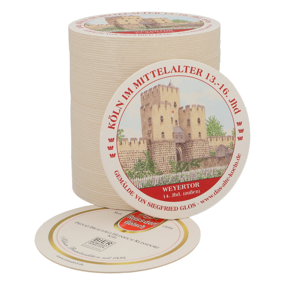 80x sous-verres Reissdorf « Cologne au Moyen Âge » Weyertor (extérieur)