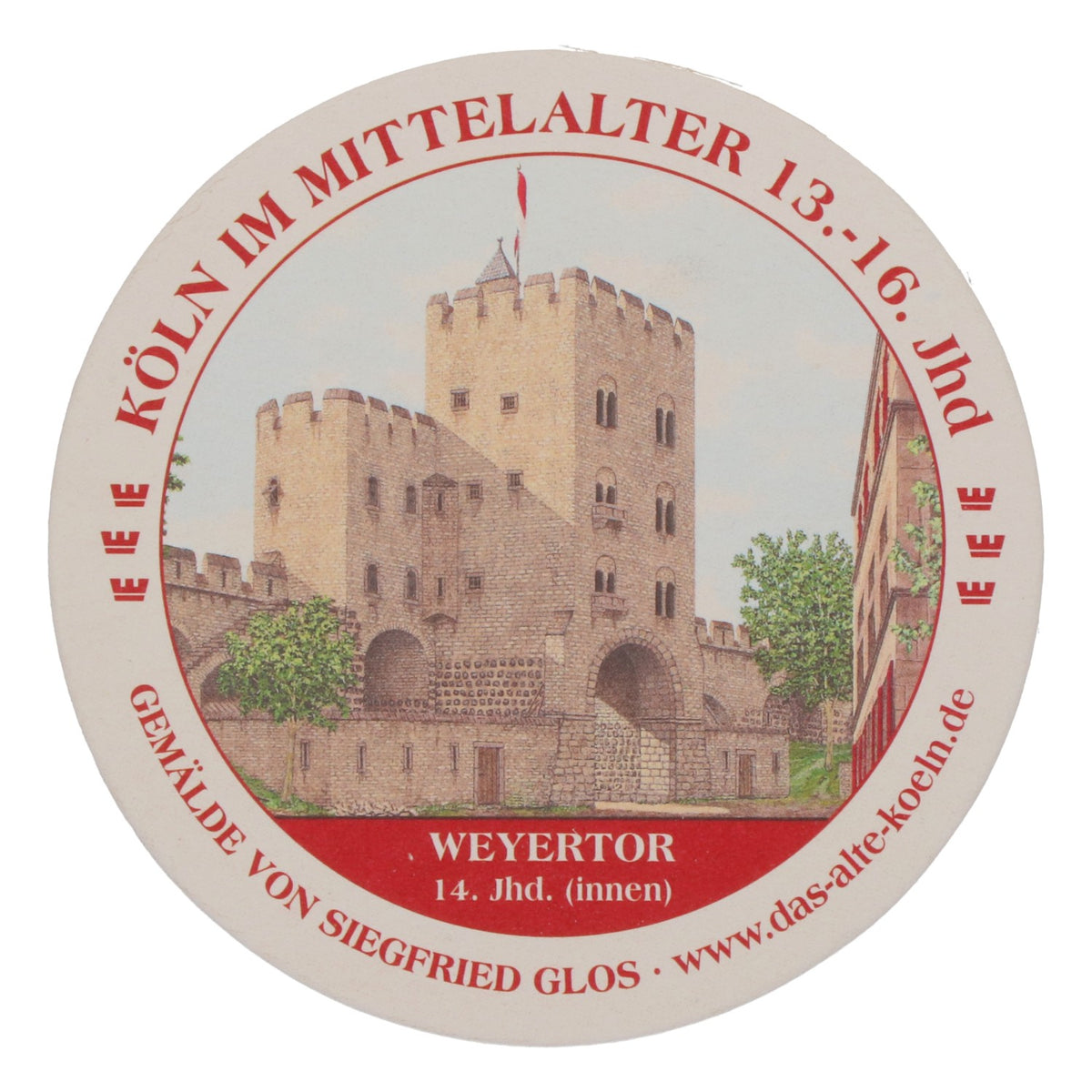 80x sous-verres Reissdorf « Cologne au Moyen Âge » Weyertor (intérieur) – Vue 3