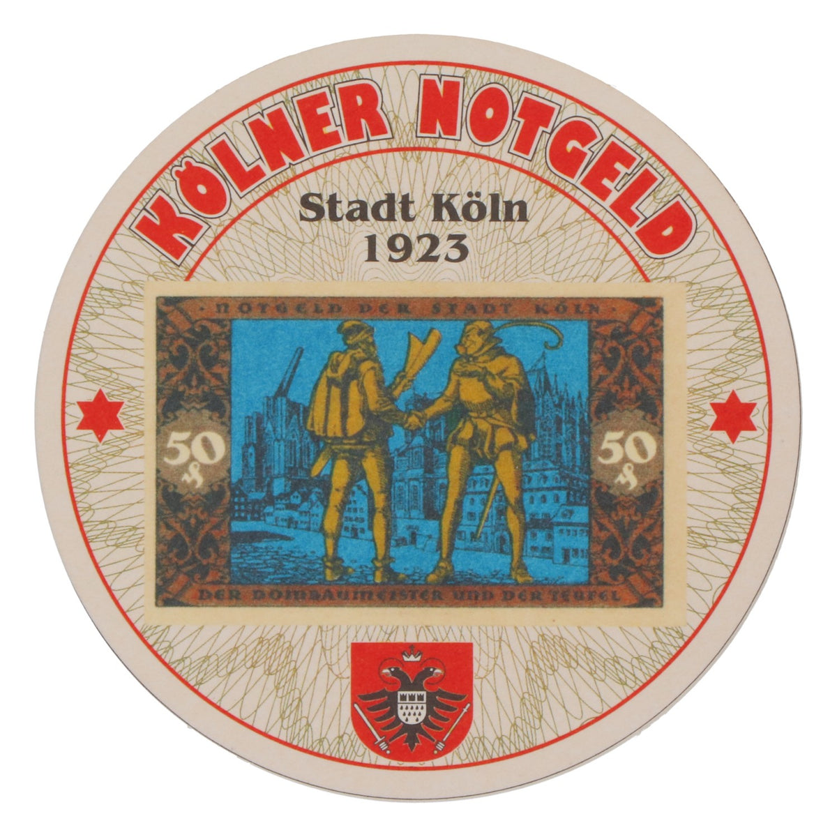 80x sous-verres Reissdorf « Kölner Notgeld » (monnaie de nécessité de Cologne) 50 pfennigs V3 – Vue 3